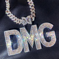 Pendentif en diamant Hip Hop en gros, plaque de nom en moissanite, bijoux en argent 925, pendentif personnalisé glacé pour rappeur, lettre baguette avec zircon