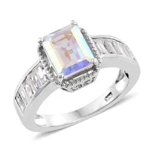 Mystic Topaz Solitaire Ring Mystic Topaz Wedding Band Mystic Fire Topaz Rings White Gold