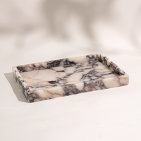 Décorations de luxe, plateau de service rectangulaire en marbre Calacatta Viola, style nordique, pour mariage, plateau de rangement en pierre naturelle pour la maison