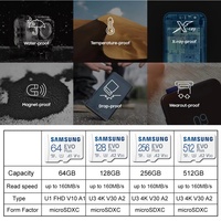 Carte mémoire Micro Mini SD originale Samsung EVO Plus UHS-I 512 Go 256 Go Vitesse jusqu'à 160 Mo/s pour téléphone, caméra DVR, GPS