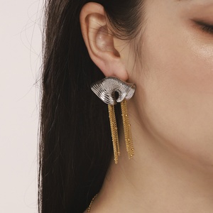 18K PVD placcato in oro reale alla moda ritenzione di colore ruota panoramica conchiglia chiocciola artigianato pesante blocco di colore auricolari eleganti orecchio - Product Image 4