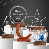 Plaques de récompenses d'honneur haut de gamme personnalisées Trophées créatifs en verre de cristal avec autorisation de médailles en bois et en argent requise