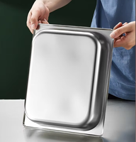 1/6 Größe 201 Edelstahl Gastronorm Lebensmittelbehälter GN-Behälter 65mm Maßgefertigte Größe Transparenter Rechteckiger Gastronorm GN-Behälter