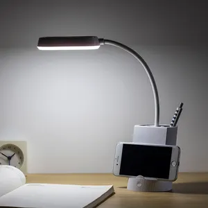 RTS USB شحن الصمام 3 اللون وضع 360 مرنة قابل للتعديل ارتفاع مكتب ضوء الجدول مصباح مع حامل قلم قوة البنك الهاتف شاحن