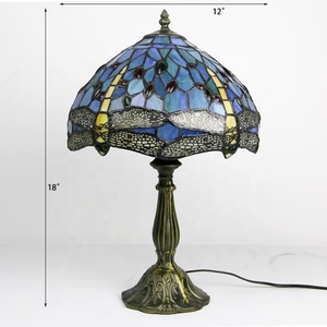 Lámpara de Mesa LongHuiJing de Alta Gama con Pantalla de Vidrio de Estilo Wisteria, LED, Alimentación por CA, Diseño Artesanal con Patrón de Libélula - Product Image 3