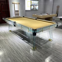 Table de billard de luxe moderne en cristal, sur mesure, 8 pieds, 9 pieds, 7 pieds, avec coussins en ardoise et pieds et poutres en acier inoxydable