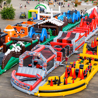 Parcours d'obstacles gonflable en PVC le plus grand du monde, parcours d'obstacles fou de 5 km, couleur personnalisée, installation facile, garantie de 3 ans, Wanyun