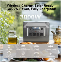 Station d'alimentation portable à panneaux solaires 2560Wh 3000W avec batterie LiFePO4, onde sinusoïdale pure, pour la maison, l'extérieur, la voiture (prise allume-cigare) et la lampe de poche