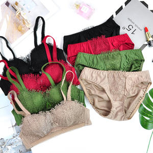 Ladies <b>Sexy</b> and Comfortable Lace Floral Push-Up Breathable Bra with Adjusted Straps and Panties <b>Set</b> - Product Image 1