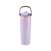 Bouteille d'eau personnalisée en gros pour enfants, motif dessin animé, en acier inoxydable 18/8, double paroi, isolée sous vide, anti-déversement, avec paille, sans BPA