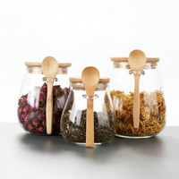 Pot de conservation en verre borosilicate transparent de haute qualité avec couvercle et cuillère, pour la cuisine domestique ou le camping, hermétique pour le stockage des aliments