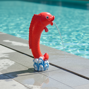 Équipement de jeu d'eau fibre de verre cartoon carpe rouge <span class=keywords><strong>spa</strong></span> Impacteur piscine eau piscine <span class=keywords><strong>spa</strong></span> cascade - Product Image 1