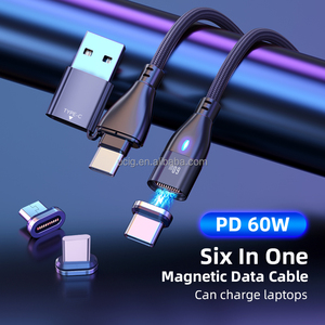 11pin PD60W cavo magnetico | 6 in 1 USB-A USB-<span class=keywords><strong>C</strong></span> a <span class=keywords><strong>M</strong></span>/L/<span class=keywords><strong>C</strong></span> tipo <span class=keywords><strong>C</strong></span> 60W cavo dati di ricarica del telefono con adattatore USB - Product Image 3