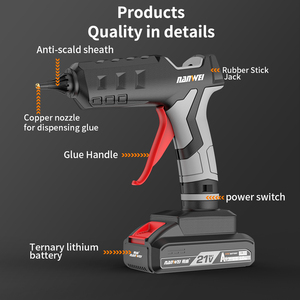 नैनोवेई कॉर्लेस बैटरी हॉट-पिघल गोंद बंदूक बिजली मरम्मत डिय उपकरण के साथ कॉपर नोजल प्लास्टिक सामग्री ग्रेड हीट गन - Product Image 2