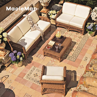 Set Taman furnitur rotan, set teras balkon bambu, Meja restoran dan kursi, sofa santai, kolam renang, kursi santai