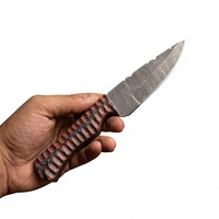 Couteau à lame fixe Drop Point en acier Damas forgé, manche en bois Pakka bleu, personnalisable pour la chasse, le camping et la survie, garantie 3 ans