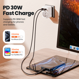 Toocki <span class=keywords><strong>bonne</strong></span> <span class=keywords><strong>qualité</strong></span> rapide eu pd c adaptateur 30w sortie extender multi usb-c adaptateur secteur pour téléphones - Product Image 3
