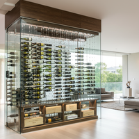 Hochwertiges schwebendes Weinregal-System aus Edelstahl 304, Wandmontiertes Kabel-Weinregal-Displaysystem für Wohnmöbel
