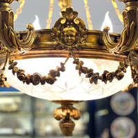 Royaleyes européen Antique en laiton pendentif lumière décor lustres exquis cire coulée Bronze suspendus bougie éclairage lampes
