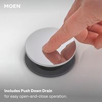Robinet de lavabo moderne Moen Laris en chrome poli, durable, à poignée unique, monotrou, avec plaque de fixation optionnelle et ressort intégré