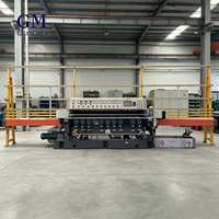 Machine de chanfreinage et de polissage de bords de verre PLC 11 Motors, utilisée pour le traitement du verre des rampes d'escalier en spirale de structures en acier