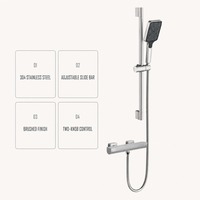 Kit de Douche Commercial OEM en Acier Inoxydable Sans Plomb Noir Effet Pluie avec Mitigeur pour Salle de Bain