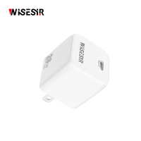 Chargeur WISESIR 20W GaN PD3.0 Type-C 100-240V à large plage de tension OTP, adaptateur d'alimentation à charge rapide