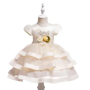 Летнее фатиновое платье принцессы с изображением торта, платье в стиле ретро, нарядное платье на день рождения для маленьких девочек 3 года