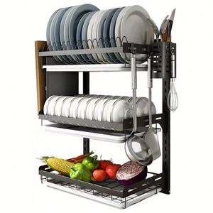 3-Layer Bowl <b>Dish</b> Metal <b>Rack</b> Sink Organizer Hanging Organizer Over Sink <b>Dish</b> Drying <b>Rack</b> Kitchen - Product Image 2