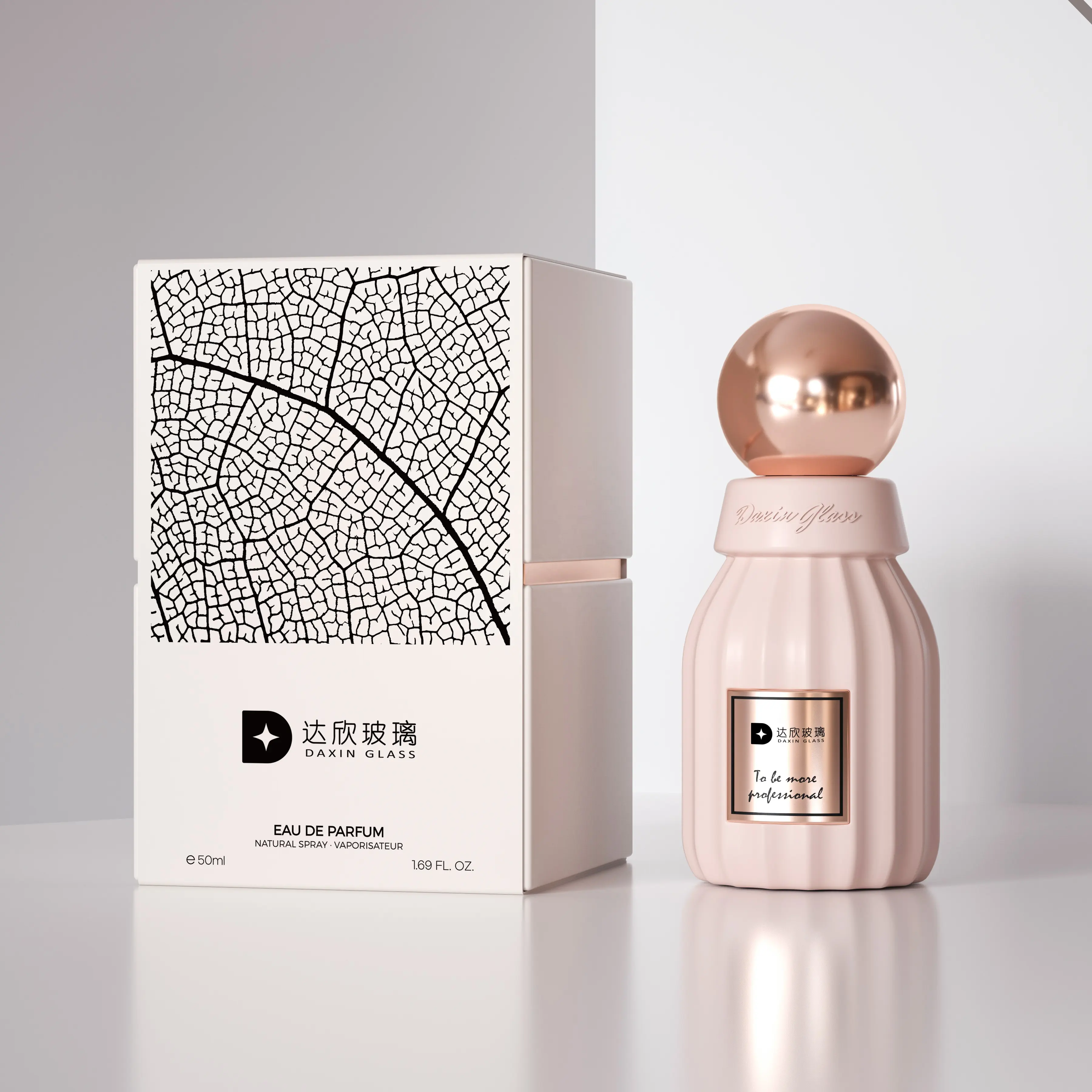 Lege Cosmetische Verpakking Roze Spray Parfum Oliefles Met Doos Voor Vrouwen 50Ml