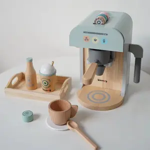 Brinquedo de dramatização para bebês, máquina de café e pão de simulação para crianças, brinquedo educativo de madeira para cozinha