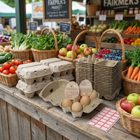 Boîtes à œufs compostables en fibre de canne à sucre, blanches, végétales, pour 6 œufs, pour la pâtisserie maison (OEM)