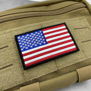 Patch de drapeau rectangulaire écologique, broderie américaine pour badge tactique Punisher, en tissu sergé à paillettes, style auto-agrippant pour chapeau - Product Image 3