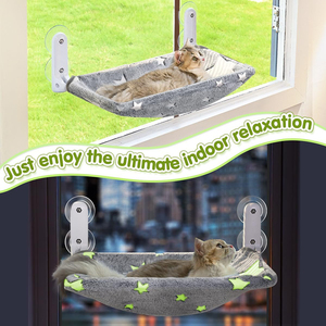 Cama Hamaca Plegable Inalámbrica para Mascotas <span class=keywords><strong>Wowo</strong></span> que Brilla en la Oscuridad, Diseño de Estrellas, Percha Resistente para Gatos para Ventana con Marco Metálico Robusto - Product Image 6