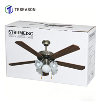 Ventilateur de plafond 52 pouces TS52-5C5L AC/DC avec commande par cordon, 5 douilles E27, pales en bois MDF, finition décorative