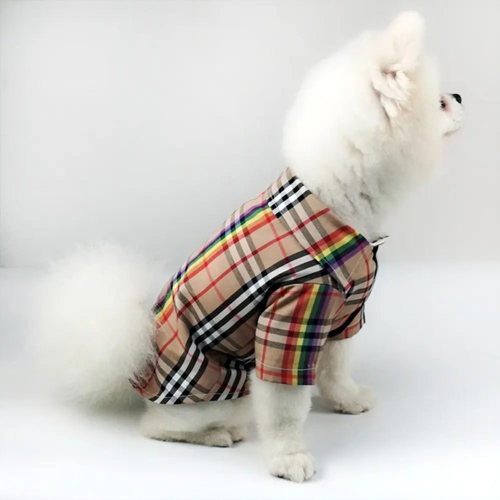 Luxury fashion plaid printing puppy dog coat summer pet T shirt