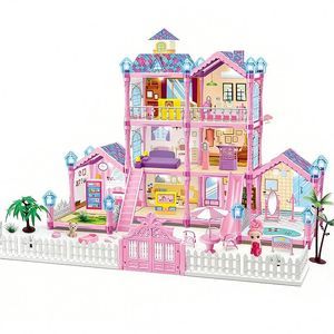 Kit de Casa de Muñecas de Plástico Hecho a Mano, Rompecabezas de Casa en Miniatura, Modelo de Ensamblaje Artesanal, Regalo Creativo para Niños - Product Image 1