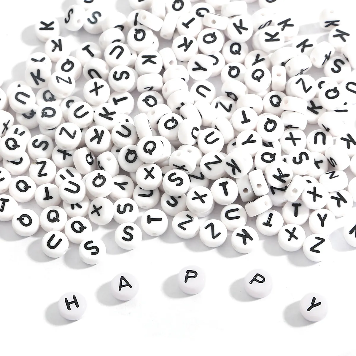 Contas de letras do alfabeto 100, 4x7mm pçs/saco A-Z, acessórios de joias diy de plástico acrílico inglês redondo