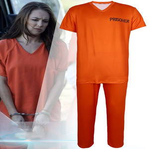 ชุดคอสเพลย์นักโทษฮาโลวีนชุดเครื่องแบบนักโทษผู้ใหญ่สีส้มสำหรับการแสดงในงานปาร์ตี้ - Product Image 3