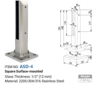 Balustrade de piscine moderne en verre trempé sans cadre en acier inoxydable, avec embout réglable en hauteur, installation facile DIY pour balcon