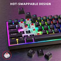 68 Keys Wired Ergonomic Rgb Backlit Gaming Keyboard 65 Percent Hot Swappable Red Switch Mechanical Keyboard for Computer Laptop