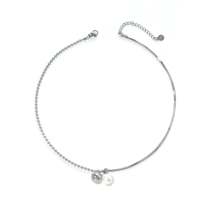 Collar de Cadena de Serpiente Minimalista de Moda, Acero Inoxidable 316L, Chapado en Oro PVD, Perla de Bola, Joyería Sostenible y Resistente para Regalo