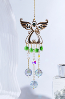 Lustre suspendu en cristal blanc avec design de fleur prismatique arc-en-ciel