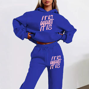 売れ筋ヴィンテージレディースセータースーツ 秋 長袖フード付きスウェットシャツ レオパード柄 100%ナイロン フル - Product Image 2