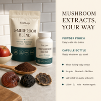 Capsules de champignons adaptogènes standardisées 12 en 1, Queue de dinde, Maitake, Soutien immunitaire, 120 unités, ODM, Marque privée