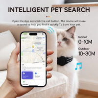 Collier de suivi GPS intelligent pour chats et chiens, suivi en temps réel, étanche IP68, autonomie de 1 an, compatible Android/iOS, nylon