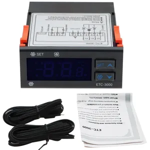 Mini controlador de temperatura ETC-3000, termostato de refrigerador, termostato, termorregulador, termopar, sensor Dual NTC, 220