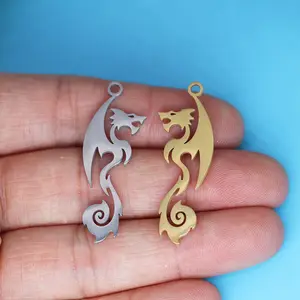 3 pçs/lote charme tribal dragão para fazer jóias ajuste aço inoxidável charme pulseira colar pingente DIY artesanato fornecedor