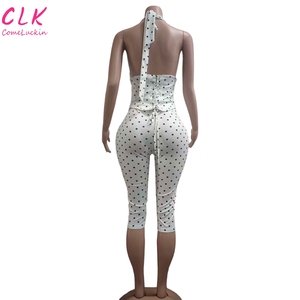 <span class=keywords><strong>Mono</strong></span> elegante de moda para mujer con cuello halter, diseño de espina de pescado, cierre de cremallera en la cintura, estampado de <span class=keywords><strong>lunares</strong></span>, estilo urbano, de una pieza. - Product Image 2