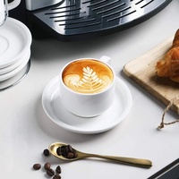 Logo personnalisé des fabricants d'usine Tasse à café en porcelaine Tasse à expresso et soucoupe en céramique Tasses à café émaillées personnalisées